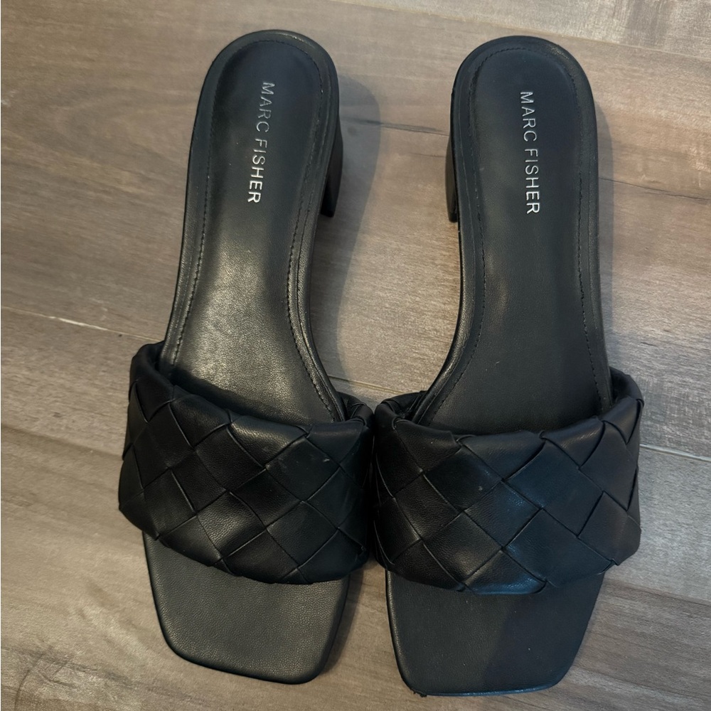 Marc Fisher Black Woven Sandals
